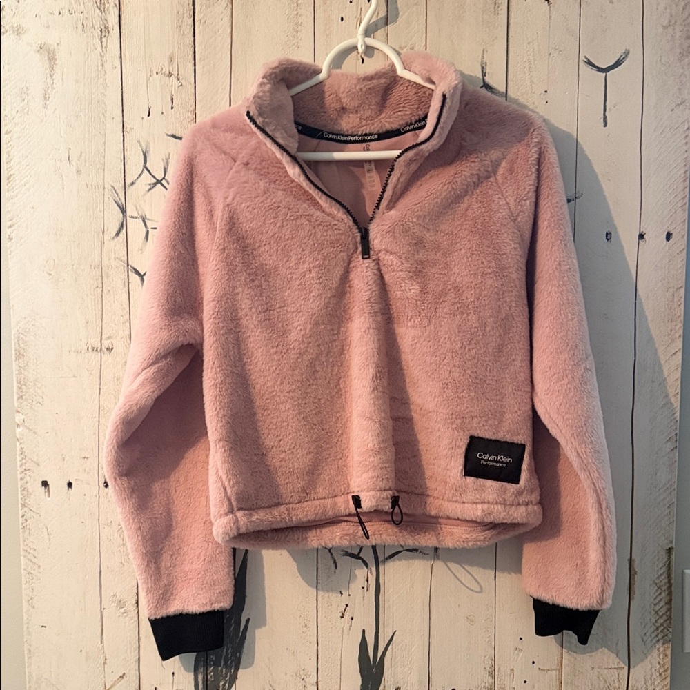 Calvin Klein Blush Pink Plush Half-Zip Pullover Jacket